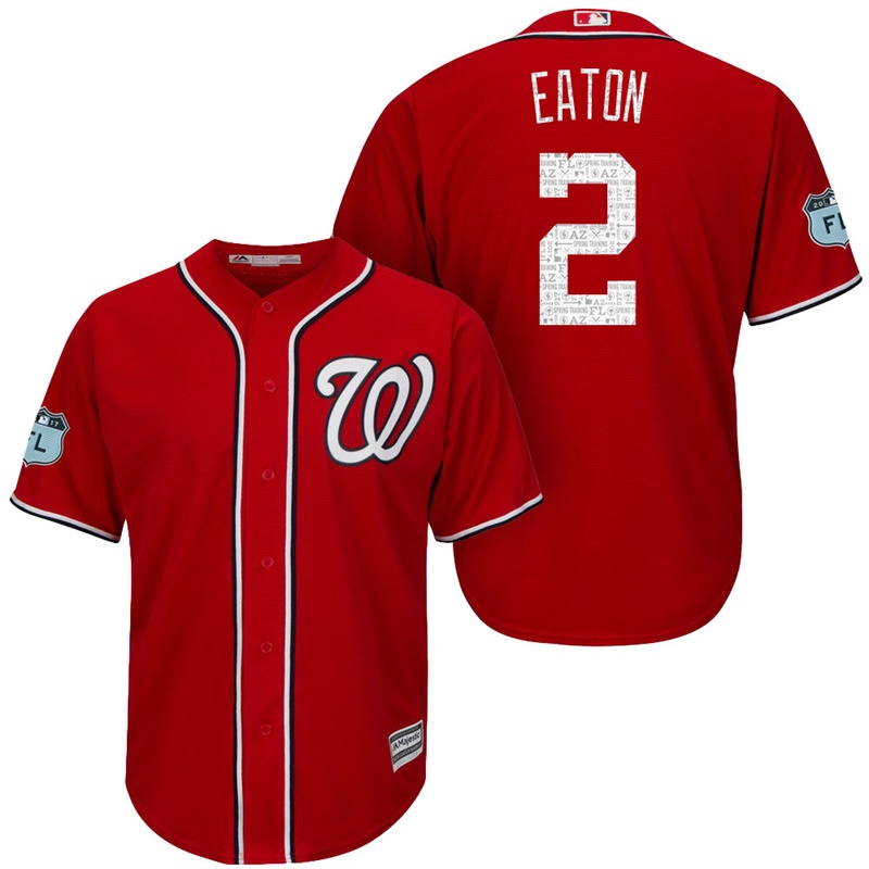 Men's Washington Nationals #2 Adam Eaton 2017 Spring Training Scarlet Cool Base Jersey