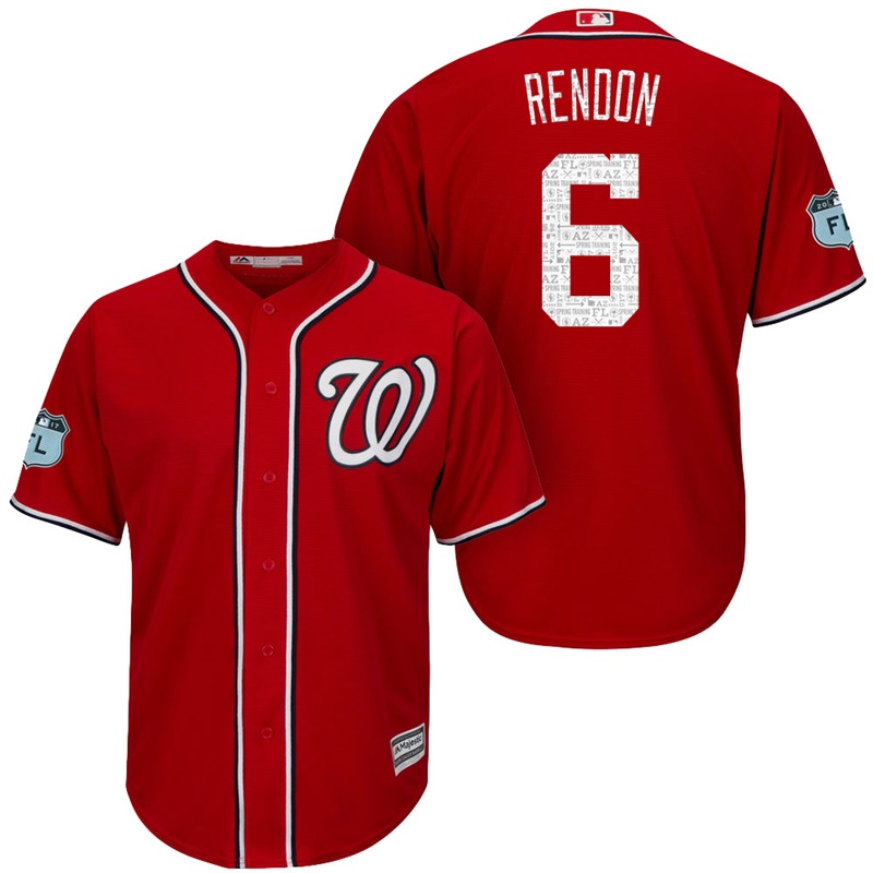 Men's Washington Nationals #6 Anthony Rendon 2017 Spring Training Grapefruit League Patch Scarlet Cool Base Jersey