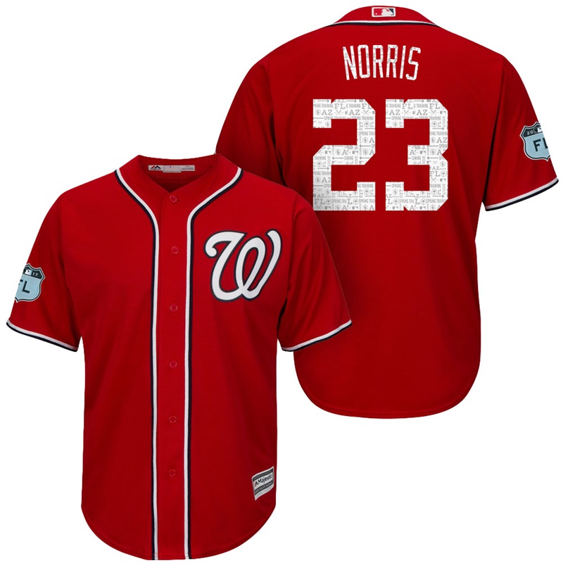 Men's Washington Nationals #23 Derek Norris 2017 Spring Training Scarlet Cool Base Jersey