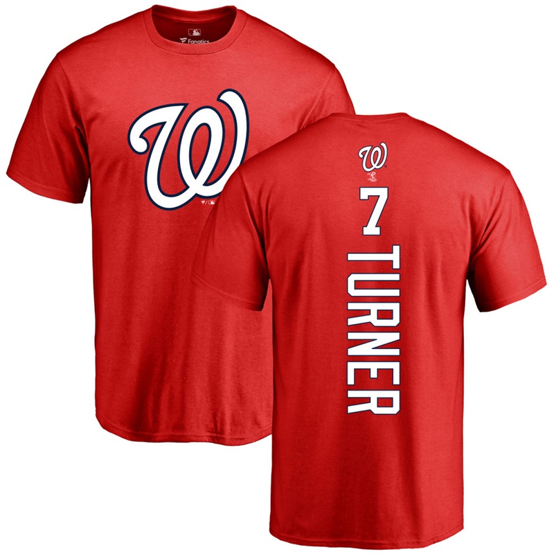 Men's Washington Nationals Trea Turner #7 Red Official Backer T-Shirt