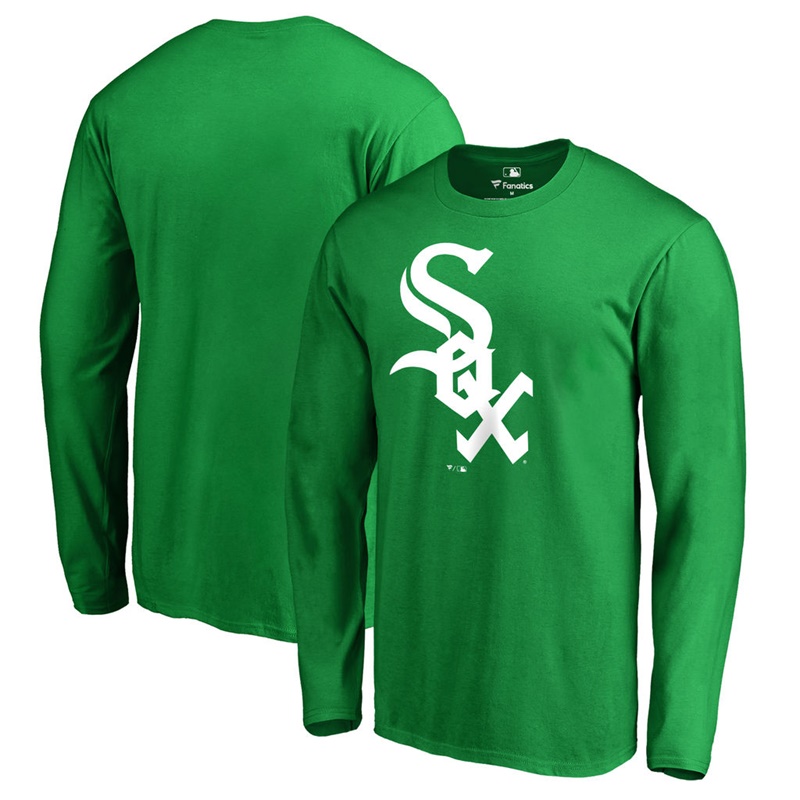 Men's Chicago White Sox Kelly Green St. Patrick's Day White Logo Long Sleeve T-Shirt