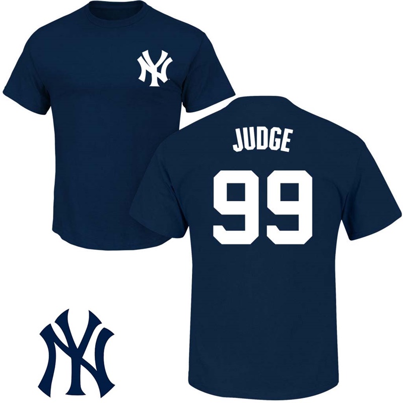 Men's New York Yankees Aaron Judge #99 Navy Roster Name and Number T-Shirt