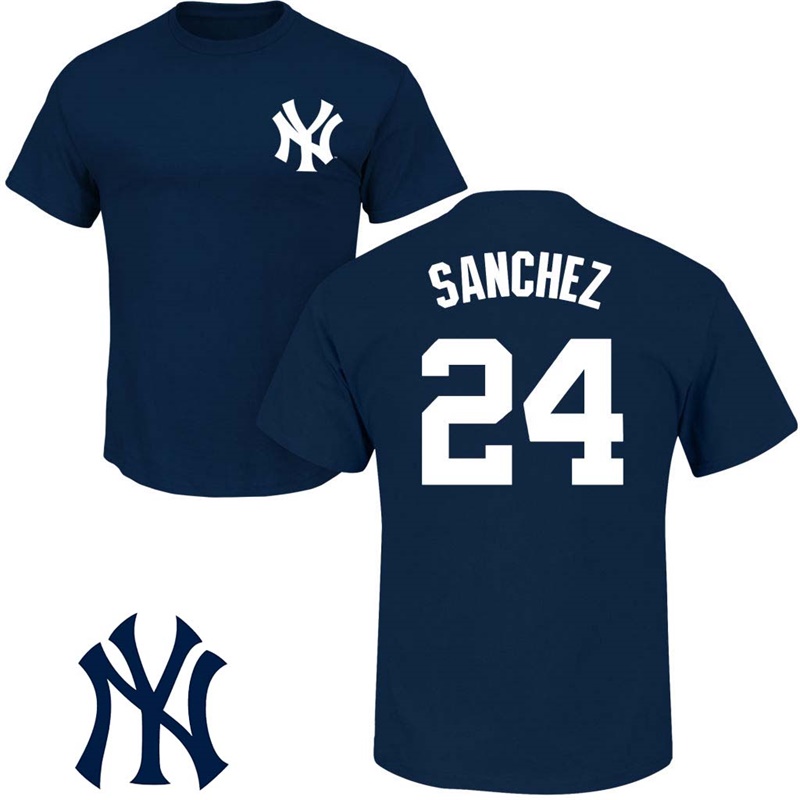 Men's New York Yankees Gary Sanchez #24 Navy Roster Name and Number T-Shirt