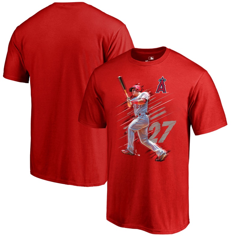 Men Los Angeles Angels Mike Trout Fanatics Branded Fade Away Red T-Shirt