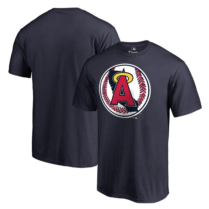 Men Los Angeles Angels Navy Cooperstown Collection Forbes T-Shirt