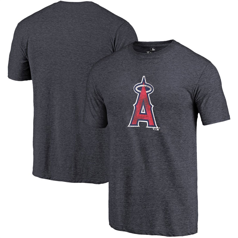 Men Los Angeles Angels Tri-Blend Distressed Team Navy T-Shirt