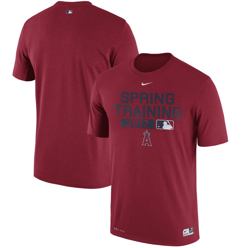 Men Los Angeles Angels Red 2017 Spring Training Team Issue Performance T-Shirt