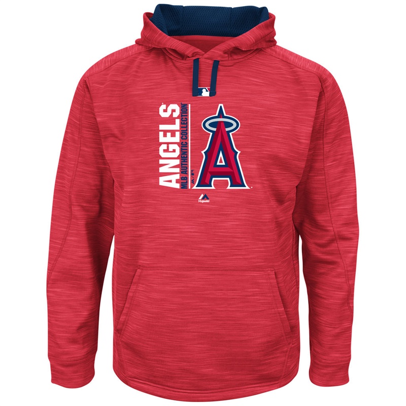 Men Los Angeles Angels Red Authentic Team Icon Streak Fleece Pullover Hoodie