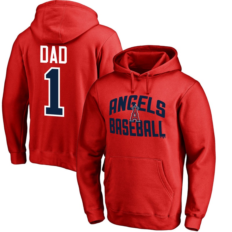 Men Los Angeles Angels Red Father's Day Dad #1 Pullover Hoodie