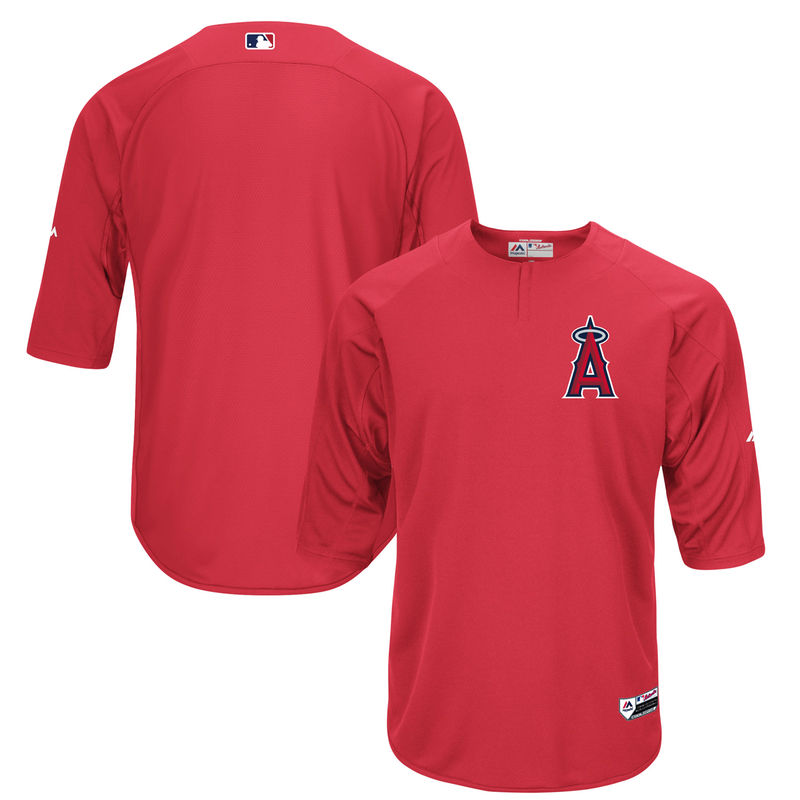 Men Los Angeles Angels On-Field 3/4-Sleeve Batting Practice Jersey -  Red