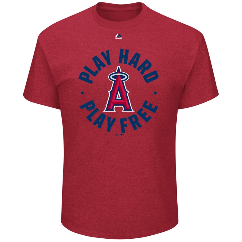 Men Los Angeles Angels Red Play Hard Play Free T-Shirt