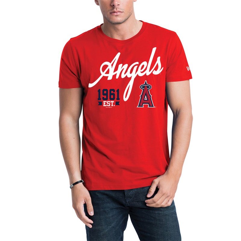 Men Los Angeles Angels Red Script Jersey T-Shirt