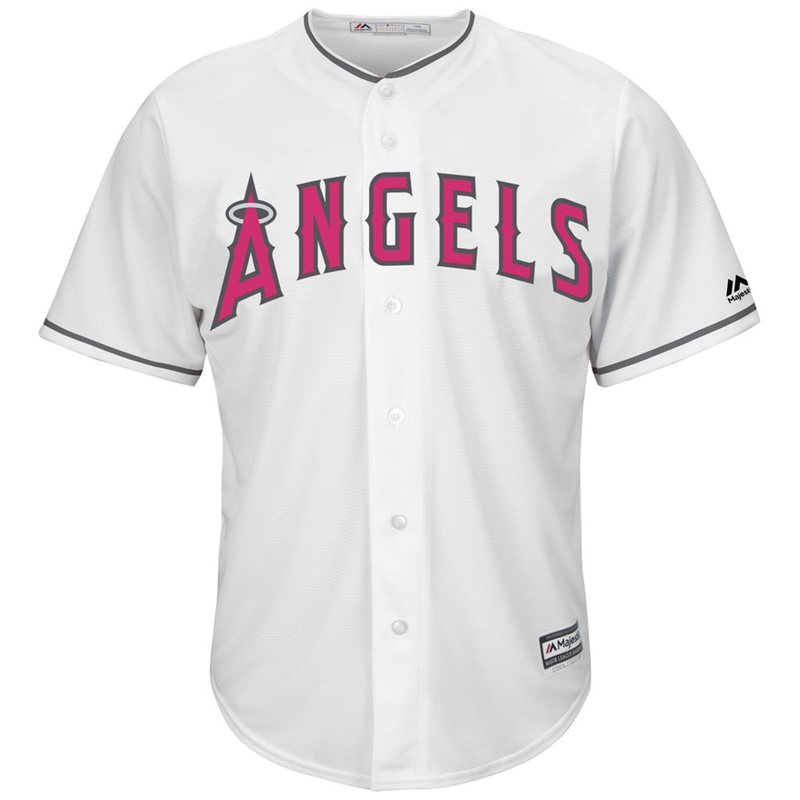 2017 Mother's Day Los Angeles Angels Men White Cool Base Replica Jersey