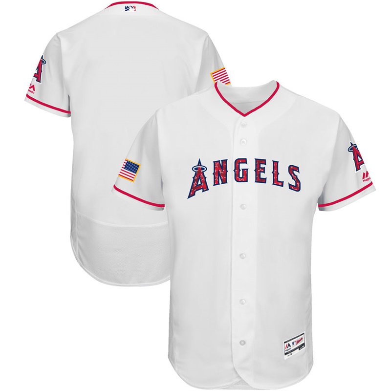 Independence Day Men Los Angeles Angels White 2017 Stars & Stripes Flex Base Team Jersey