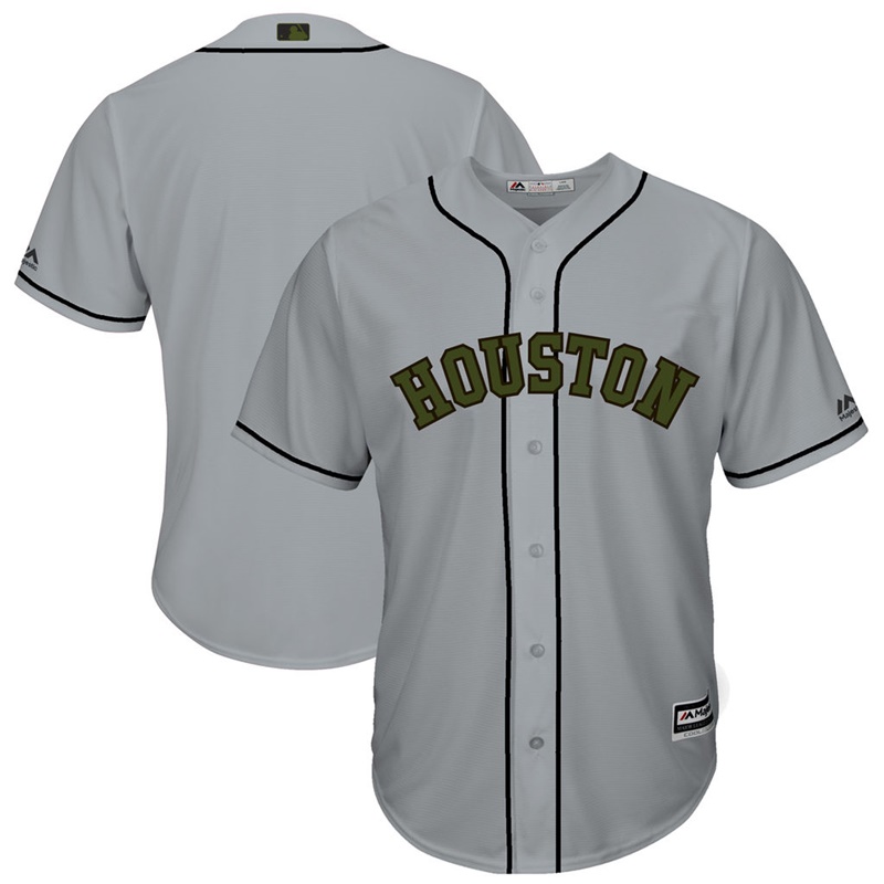 2017 Memorial Day Houston Astros Men Gray Cool Base Team Jersey