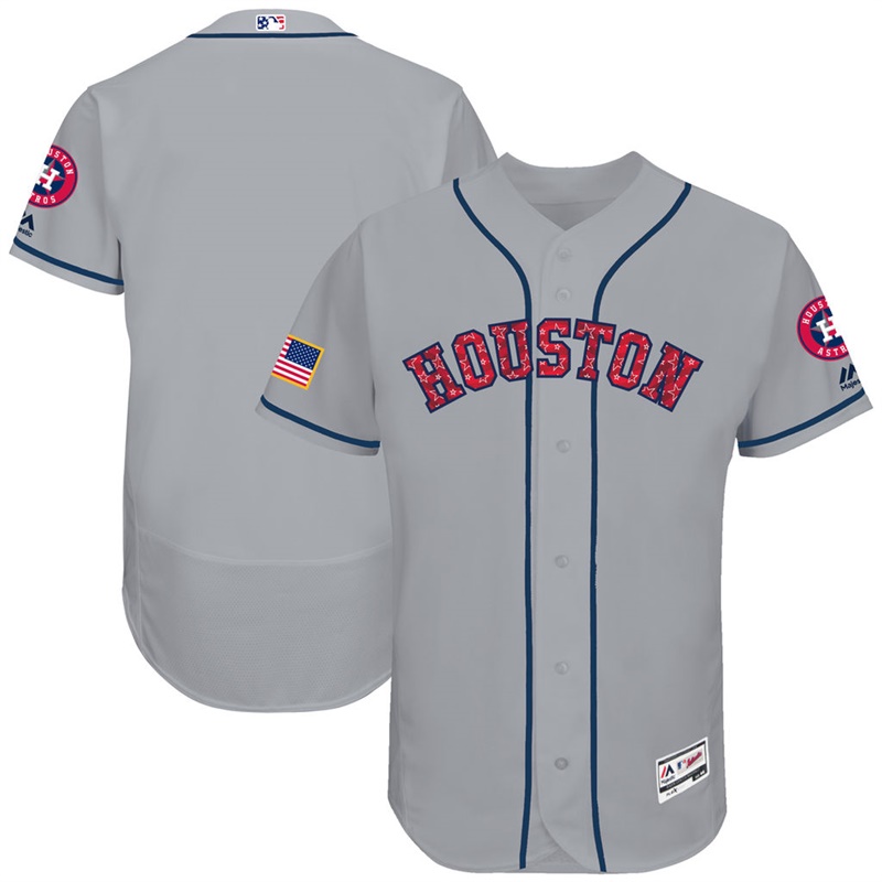 Independence Day Men Houston Astros Gray 2017 Stars & Stripes Flex Base Team Jersey