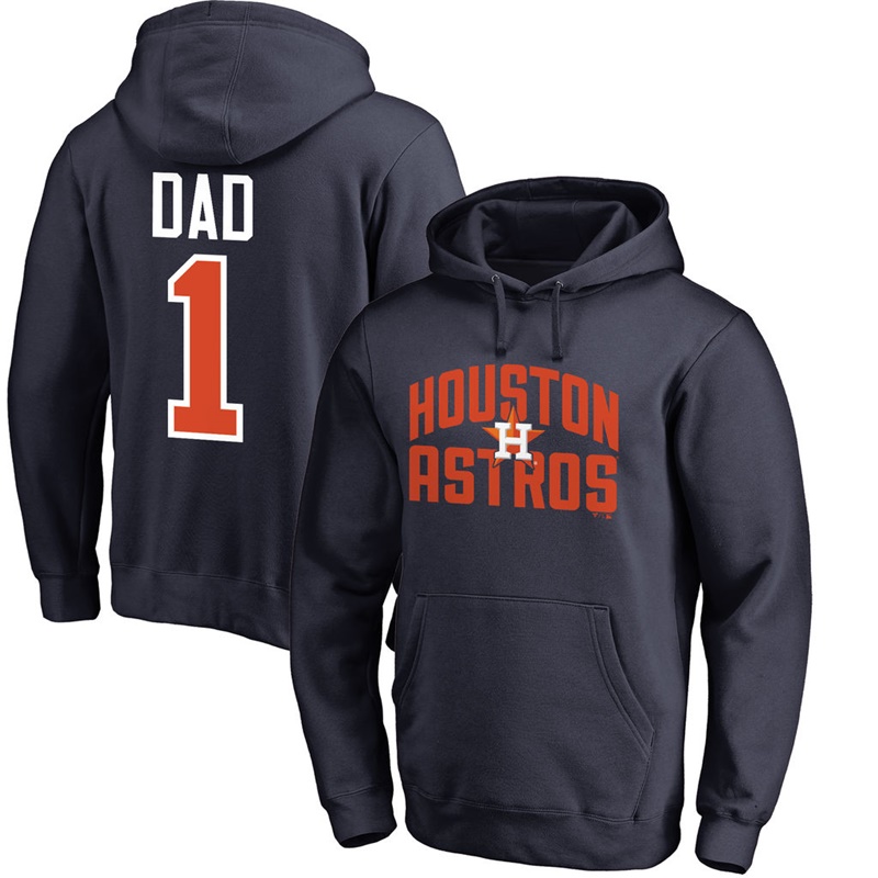 Men Houston Astros Navy Father's Day Dad #1 Pullover Hoodie