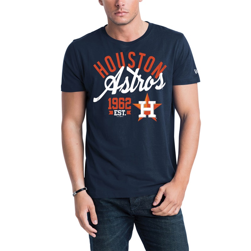 Men Houston Astros Navy Script Jersey T-Shirt