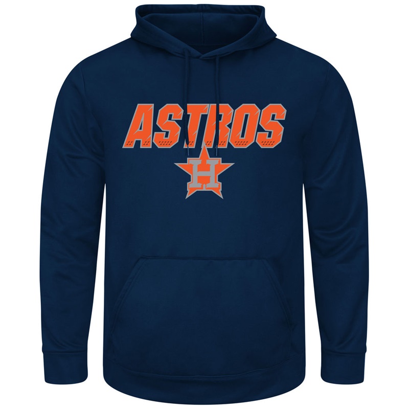 Men Houston Astros Navy Synthetic Fleece Pullover Hoodie