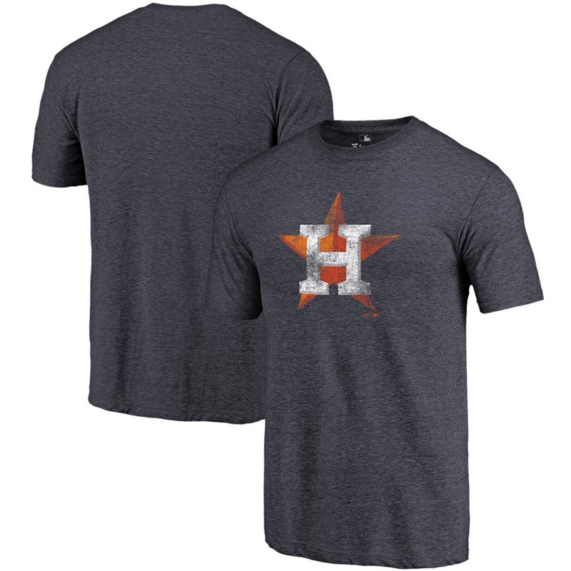 Men Houston Astros Tri-Blend Distressed Team Navy T-Shirt