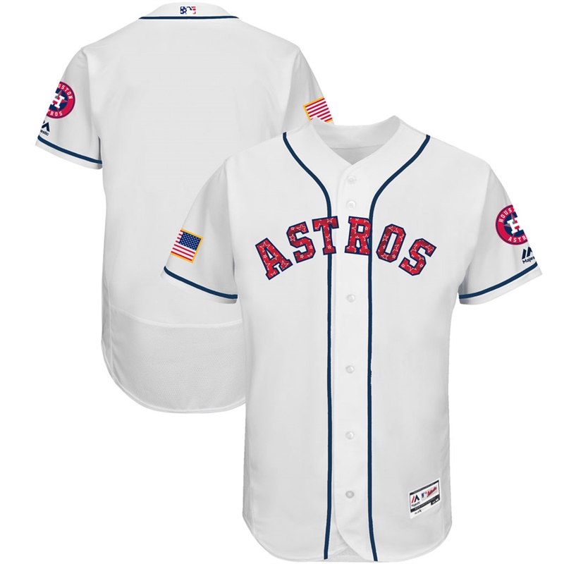 Independence Day Men Houston Astros White 2017 Stars & Stripes Flex Base Team Jersey