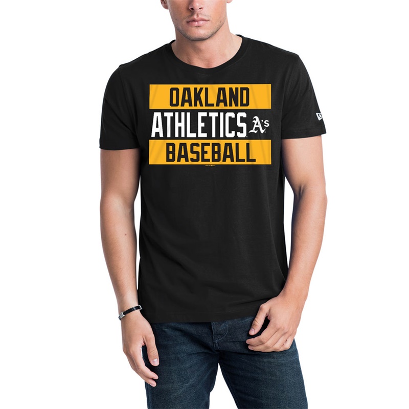 Men Oakland Athletics Black Bars Jersey T-Shirt