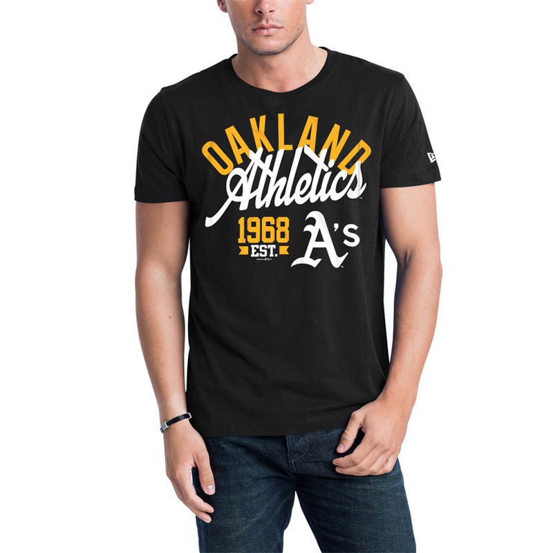 Men Oakland Athletics Black Script Jersey T-Shirt