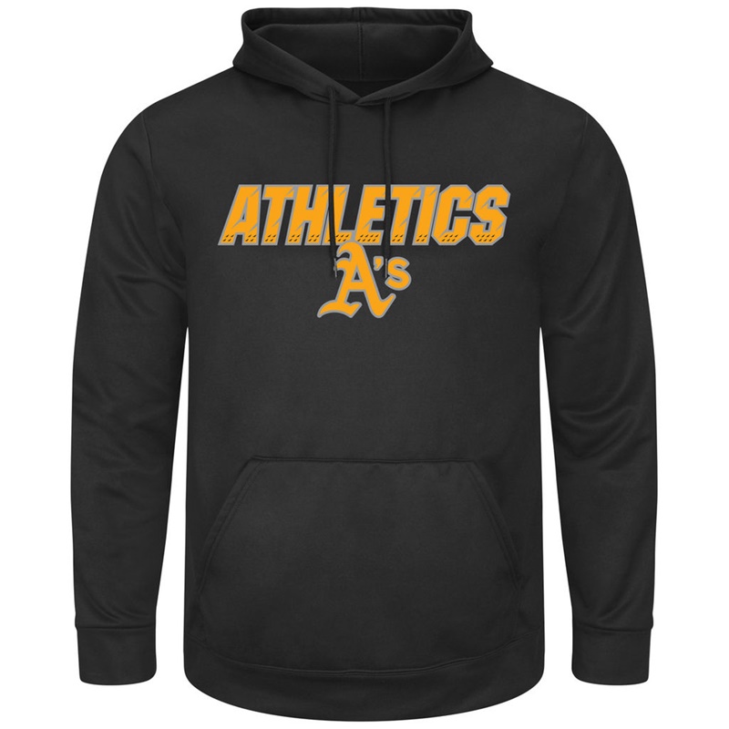 Men Oakland Athletics Black Synthetic Fleece Pullover Hoodie