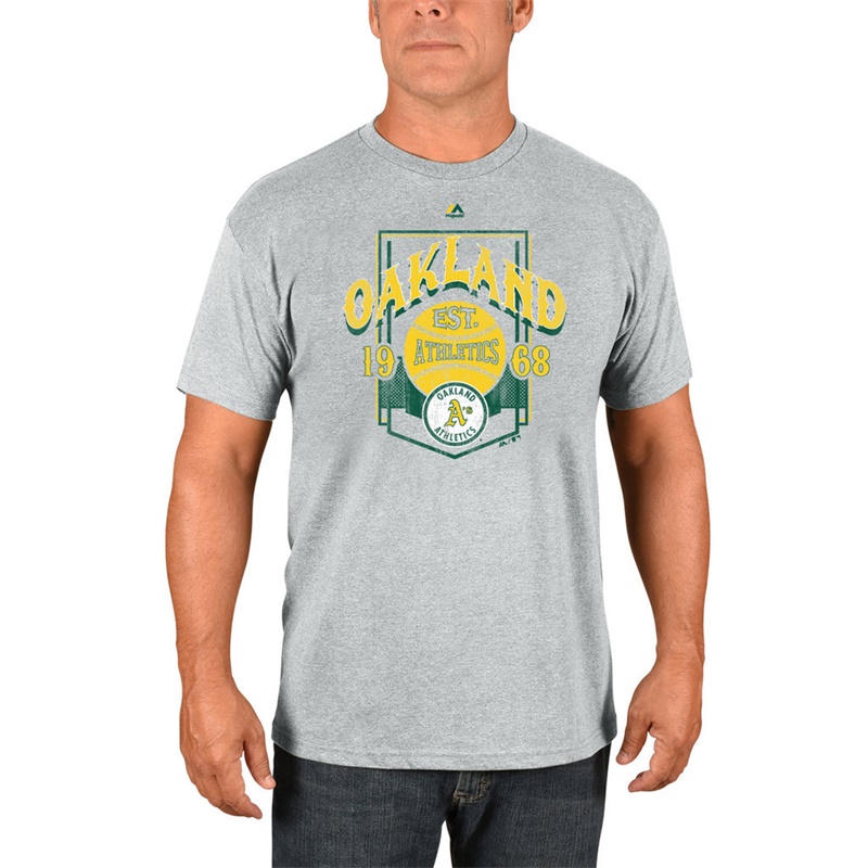 Men Oakland Athletics Gray Cooperstown Vintage Style T-Shirt