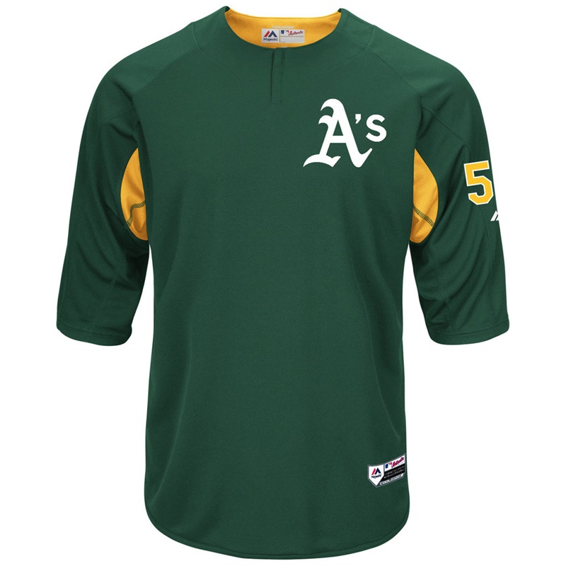 Men Oakland Athletics Sonny Gray On-Field 3/4-Sleeve Player Batting Practice Jersey- Green & Gold