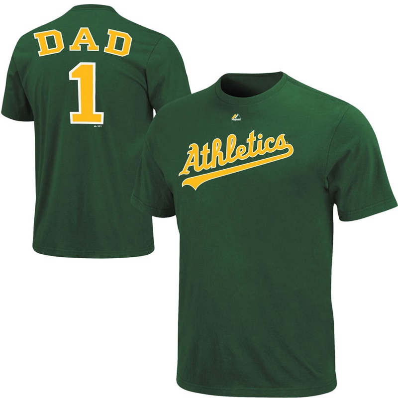 Men Dad #1 Oakland Athletics 2017 Father's Day Green T-Shirt