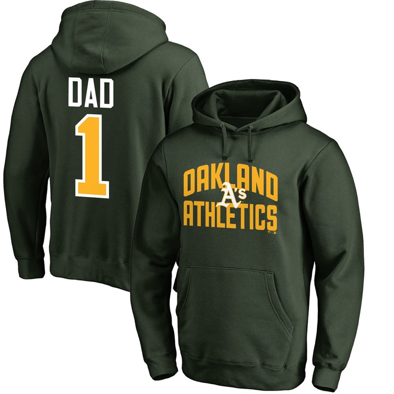 Men Oakland Athletics Green Father's Day Dad #1 Pullover Hoodie