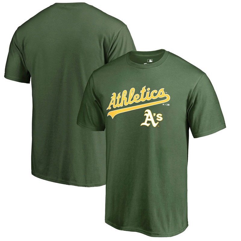 Men Oakland Athletics Team Lockup Big & Tall Green T-Shirt