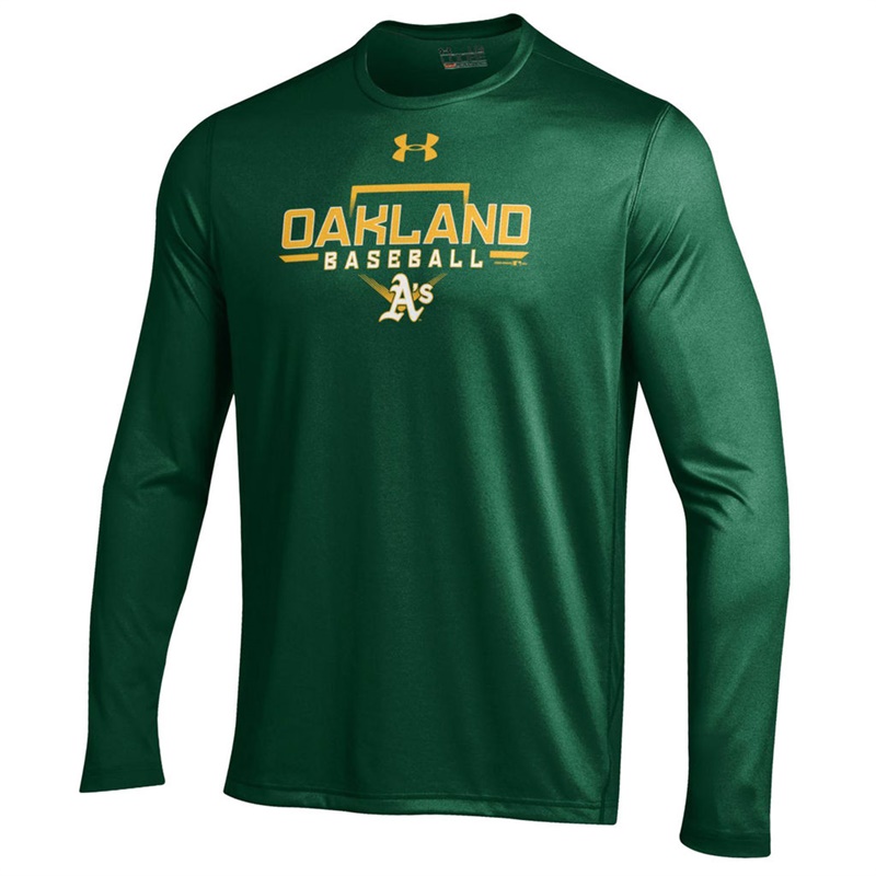 Men Oakland Athletics Under Armour Tech Long Sleeve Green T-Shirt