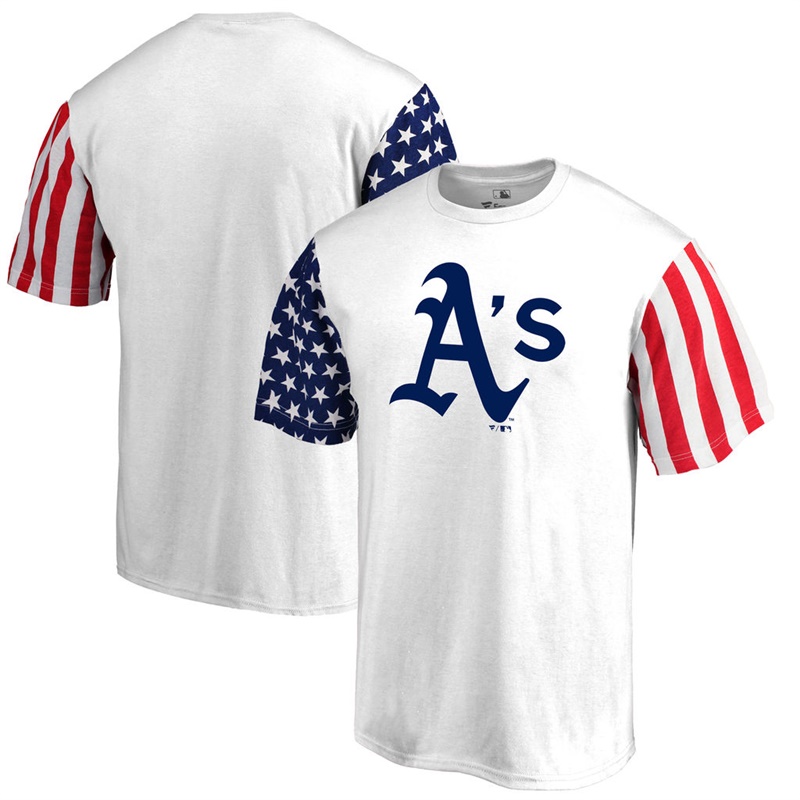 Oakland Athletics White Stars & Stripes T-Shirt -  Men