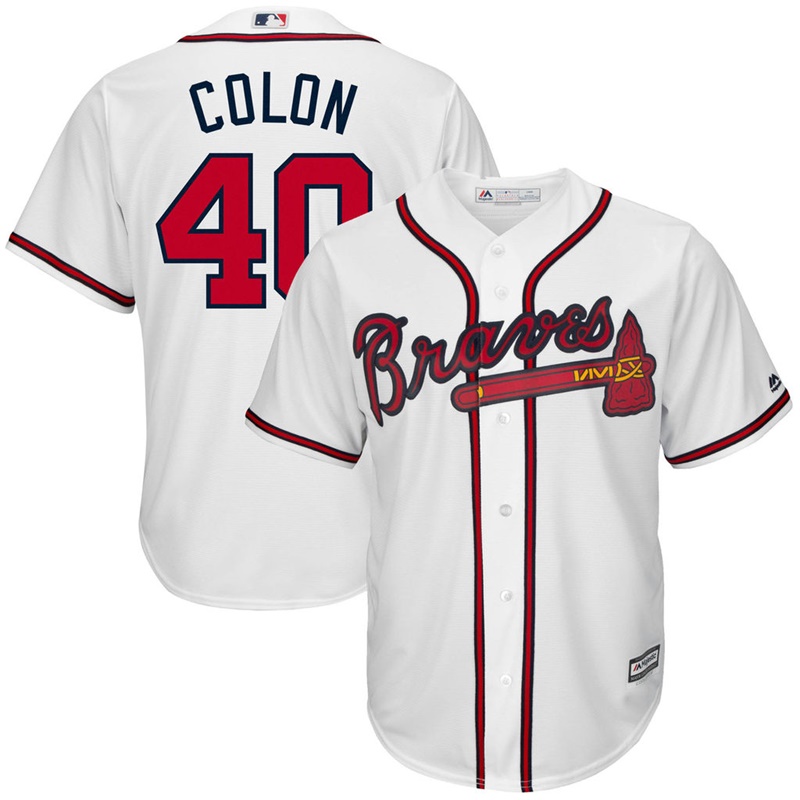 Men Bartolo Colon #40 Atlanta Braves Replica Home White Cool Base Jersey