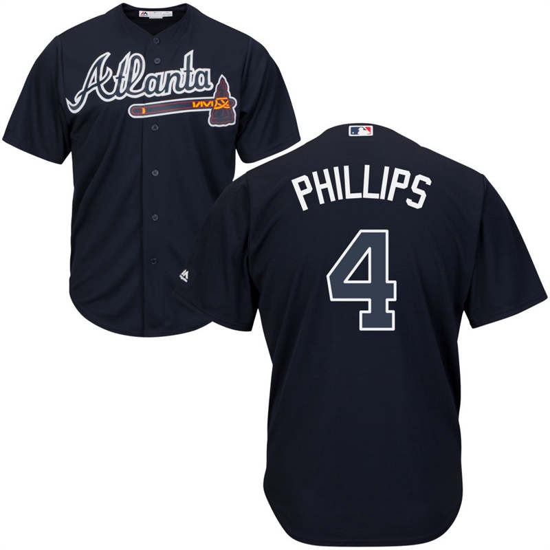 Men Atlanta Braves #4 Brandon Phillips Alternate Navy Cool Base Jersey