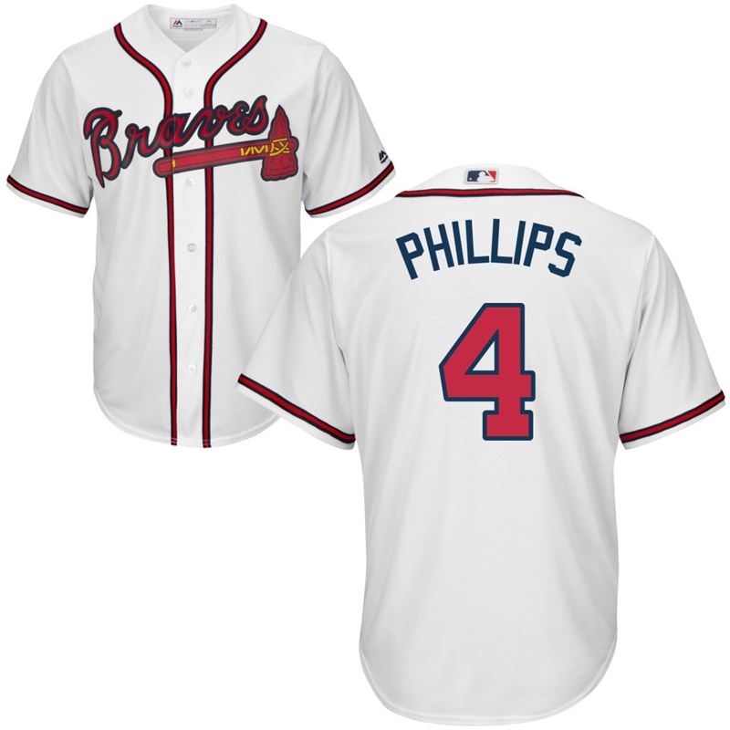 Men Atlanta Braves #4 Brandon Phillips Home White Cool Base Jersey