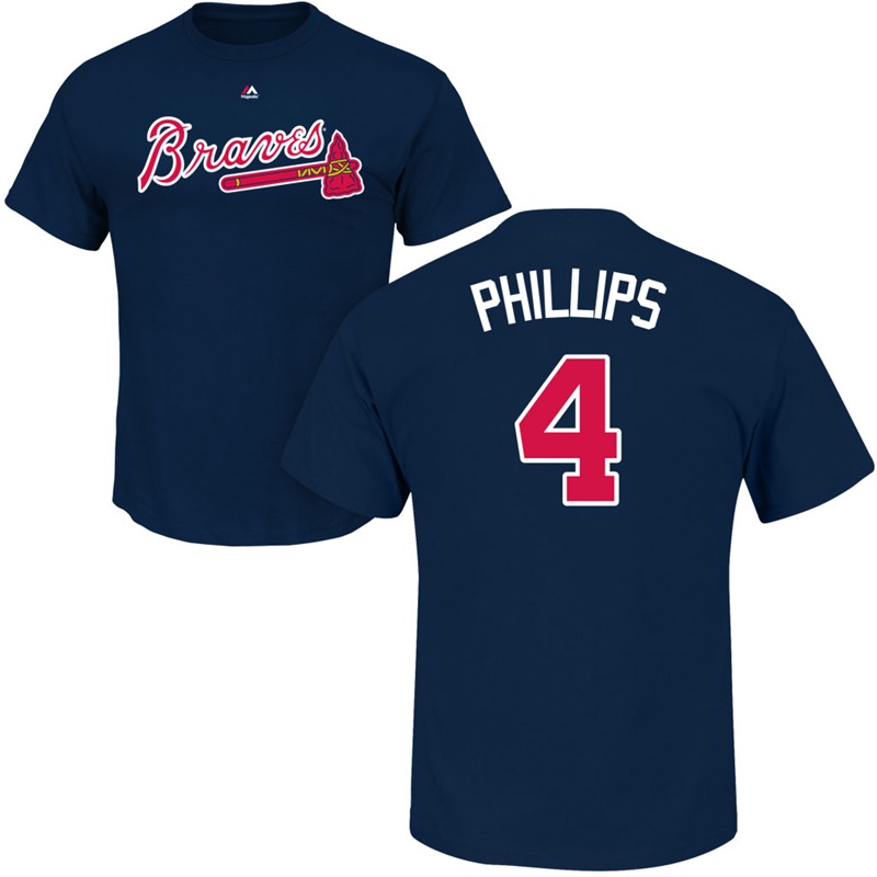 Men Atlanta Braves Brandon Phillips #4 Navy Roster Name & Number T-Shirt