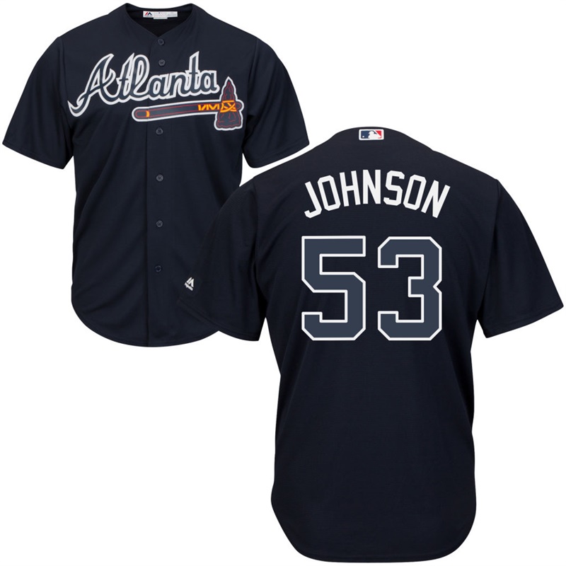 Men Atlanta Braves #53 Jim Johnson Alternate Navy Cool Base Jersey