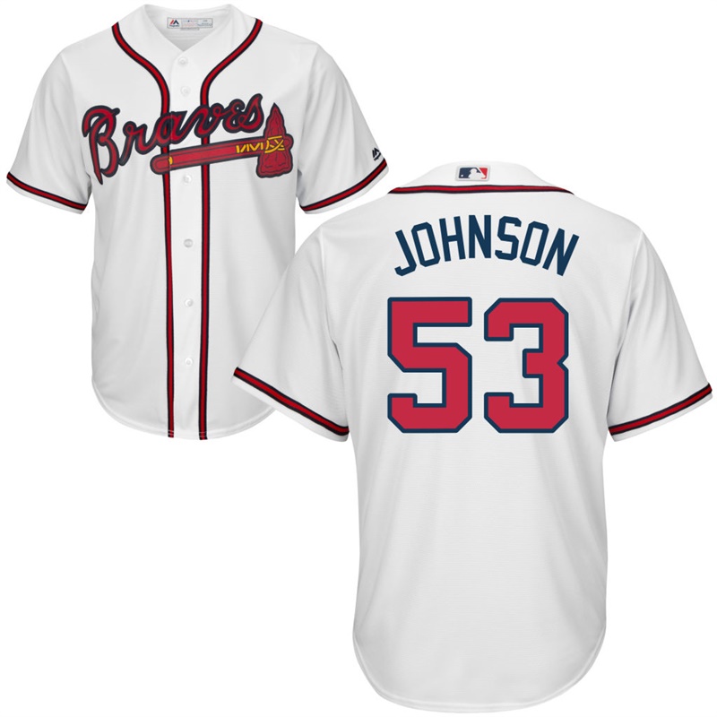 Men Atlanta Braves #53 Jim Johnson Home White Cool Base Jersey