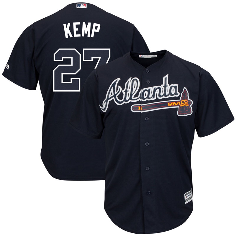 Men Matt Kemp #27 Atlanta Braves Replica Alternate Navy Cool Base Jersey