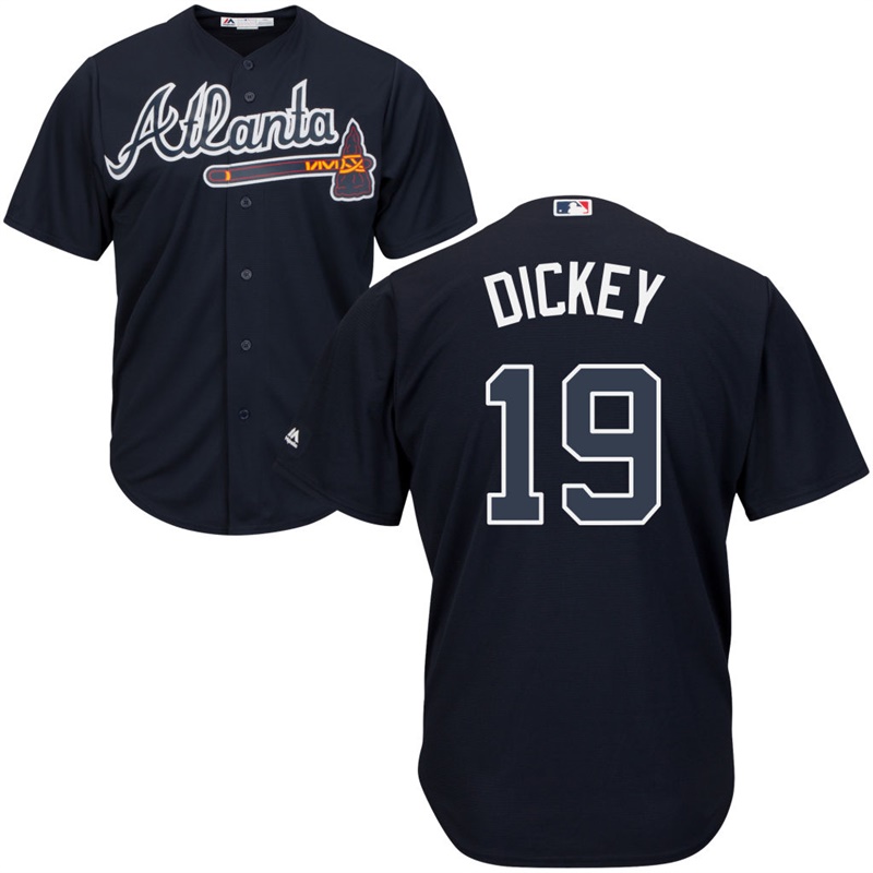 Men Atlanta Braves #19 R.A. Dickey Alternate Navy Cool Base Jersey