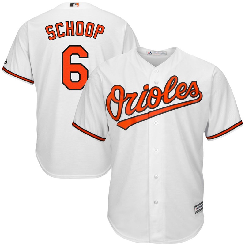 Men Baltimore Orioles #6 Jonathan Schoop Home White Cool Base Jersey