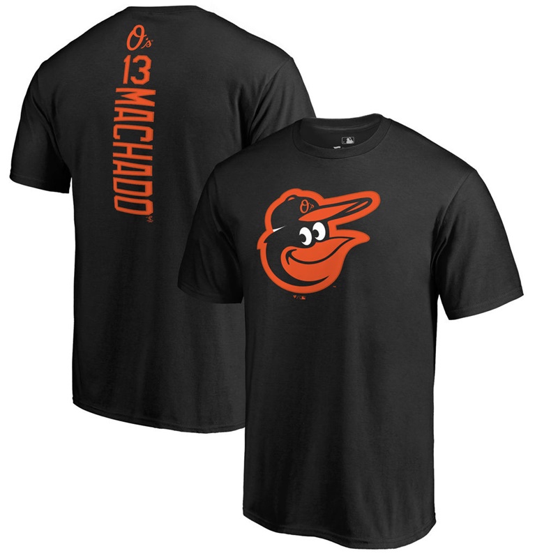 Men Baltimore Orioles Manny Machado #13 Black Backer Name & Number T-Shirt