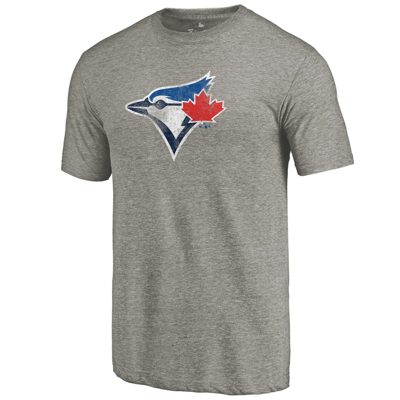 Men Toronto Blue Jays Tri-Blend Distressed Team Ash T-Shirt