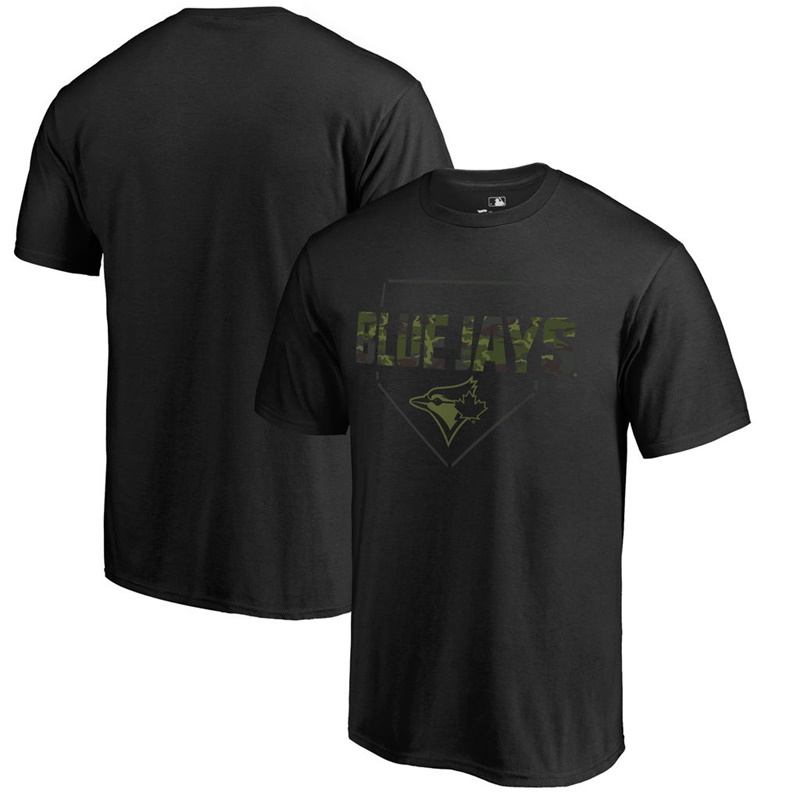 Men Toronto Blue Jays Memorial Camo Big & Tall Black T-Shirt