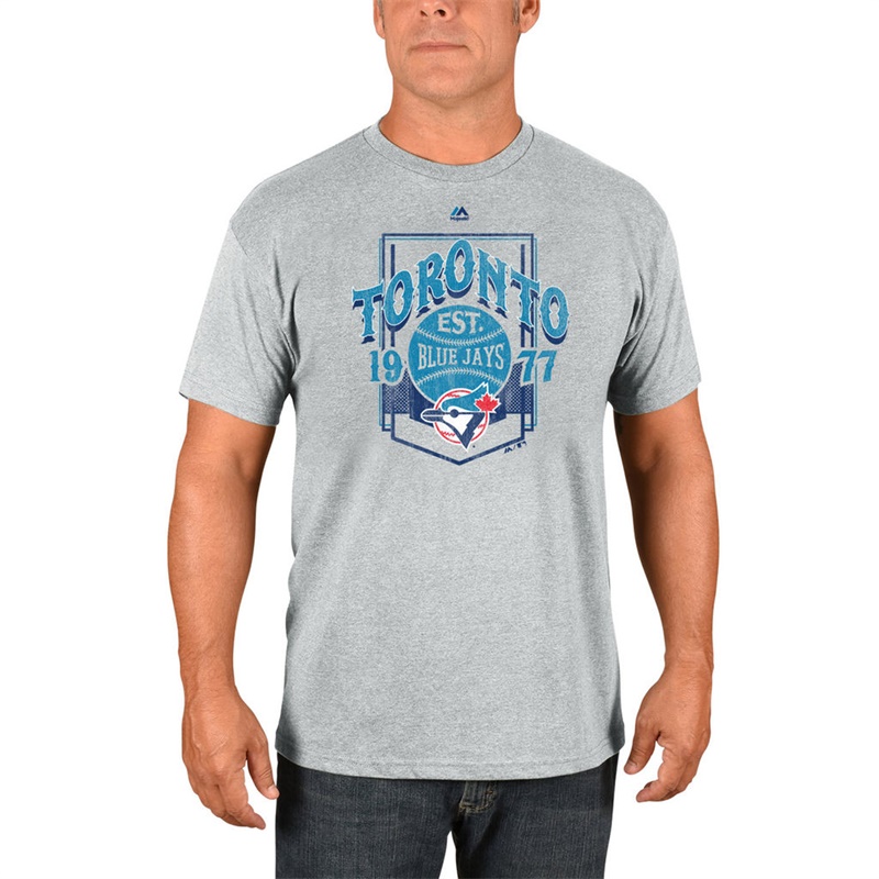 Men Toronto Blue Jays Gray Vintage Style T-Shirt