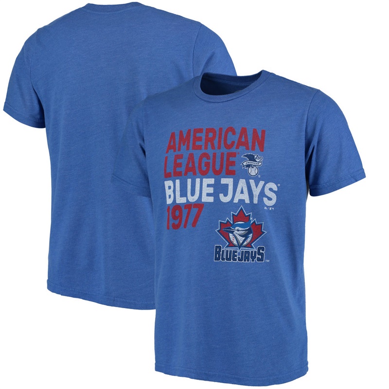 Men Toronto Blue Jays Royal Throwback Cooperstown Collection Tri-Blend T-Shirt