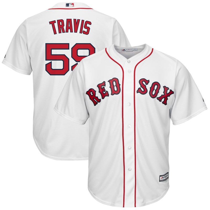 Men Sam Travis #59 Boston Red Sox Replica Home White Cool Base Jersey